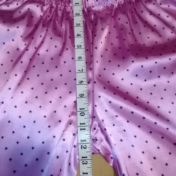 PinkK Satin Feel Black Stars Pink Women's Pijama Pants Size XL - Picture 6 of 10